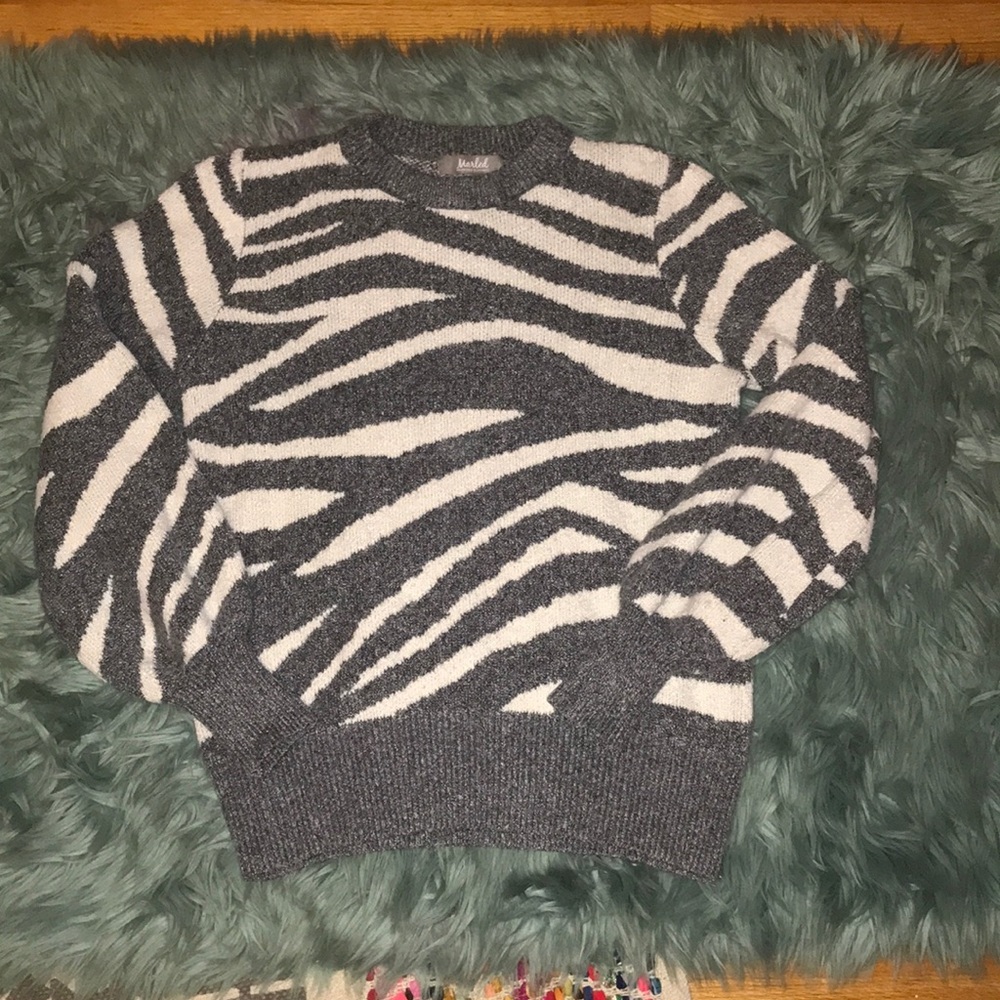 Marled zebra print sweater